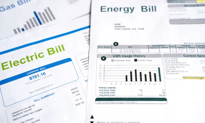 A close up shot of electricity bills.