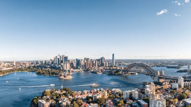 Views of Sydney harbour and properties.