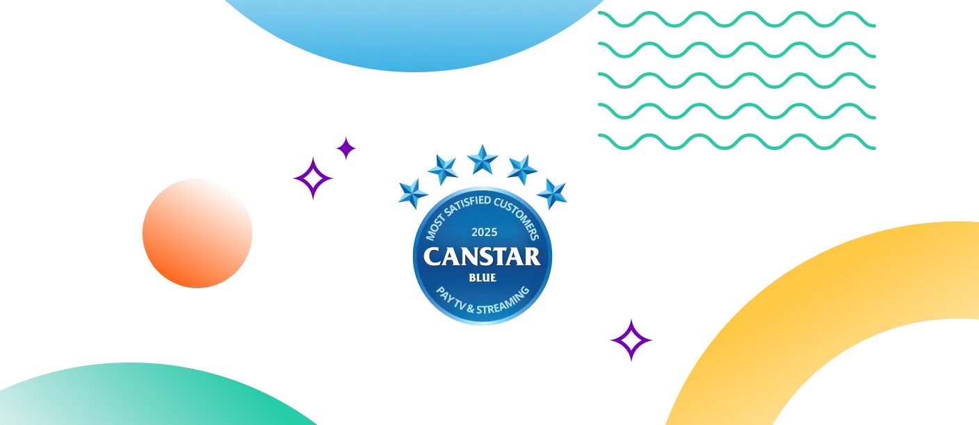 Banner with Canstar's Most Satisfied Customers Award logo for Pay TV and Streaming Services
