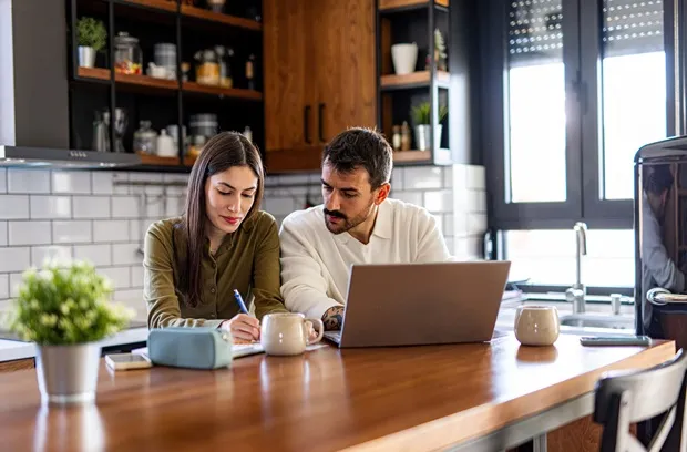 Couple looks at finances