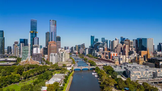 View of Melbourne city from the river.