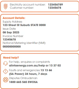 Alinta Energy electricity bill example