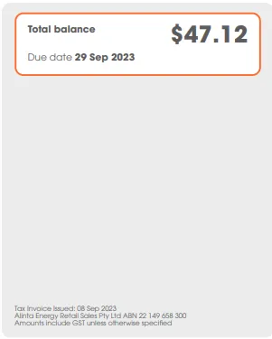 Alinta Energy electricity bill example