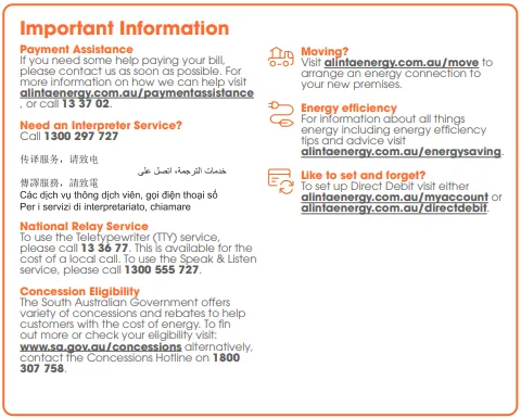 Alinta Energy electricity bill example