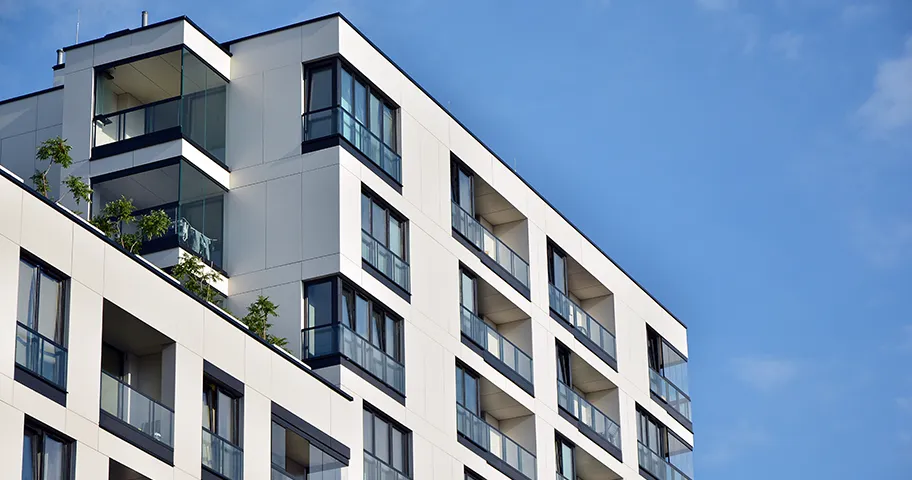 Exterior of a new apartment building