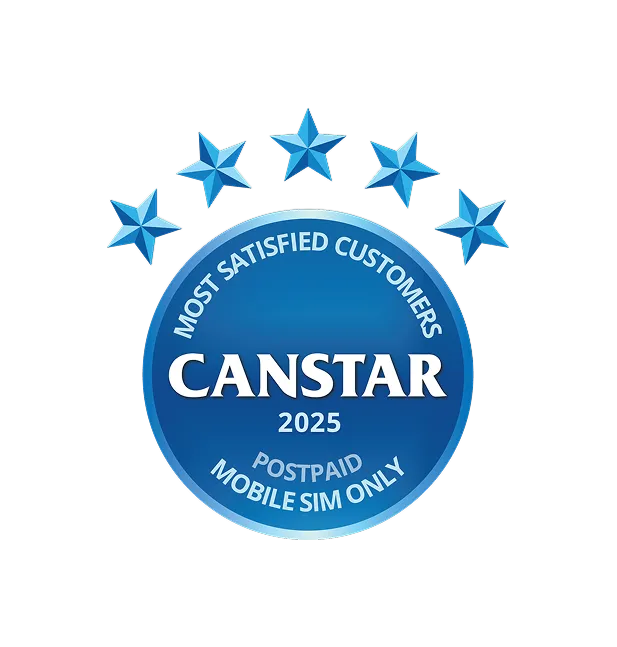 Canstar's Most Satisfied Customers Award logo for Post-Paid Mobile Sim Only Providers