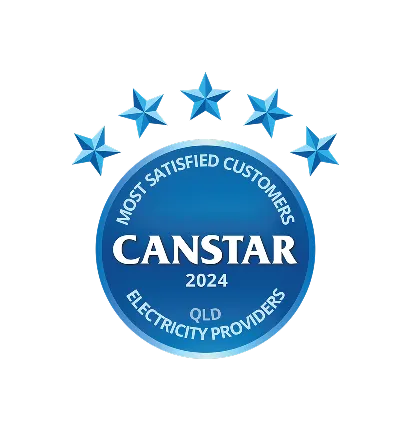 Banner Canstar's 2024 Most Satisfied Award logo for QLD Electricity Providers