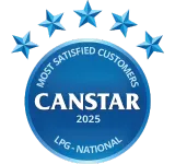 Canstar's 2025 Most Satisfied Customer Award logo for LPG