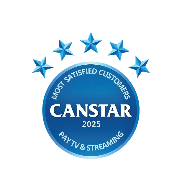 Banner with Canstar's Most Satisfied Customers Award logo for Pay TV and Streaming Services