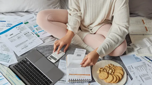 Woman does financial paperwork