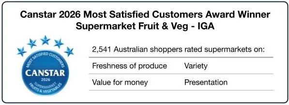 Canstar 2026 supermarket fresh fruit and vegetables award criteria and winner