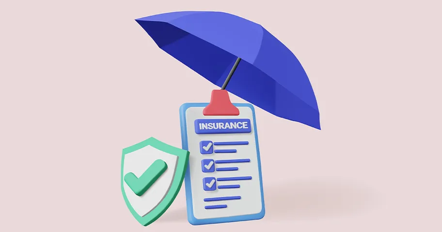 Graphic of an umbrella covering a clipboard of an insurance check list