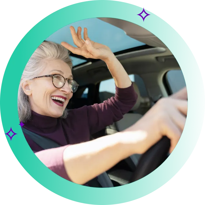 Smiling, over-50 driver