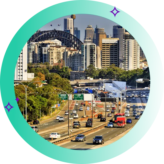 A top-down view of a Sydney highway