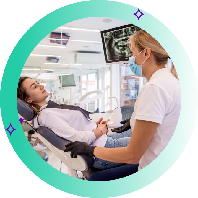 Woman consulting a dentist for braces