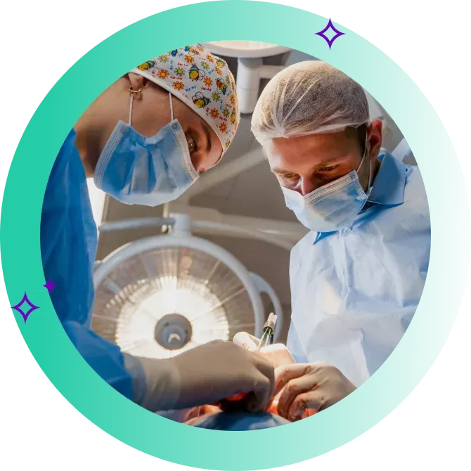 Two surgeons perform surgery on patient in hospital