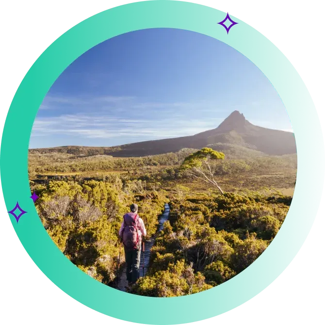 Person hiking in Tasmania