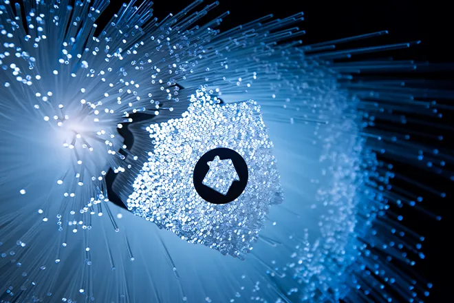 Fibre optic cables in the shape of a home