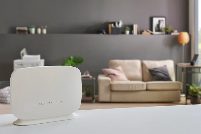 Modem in living room setting