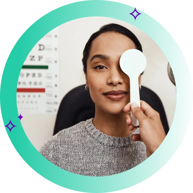 Person receives eye exam at optometrist