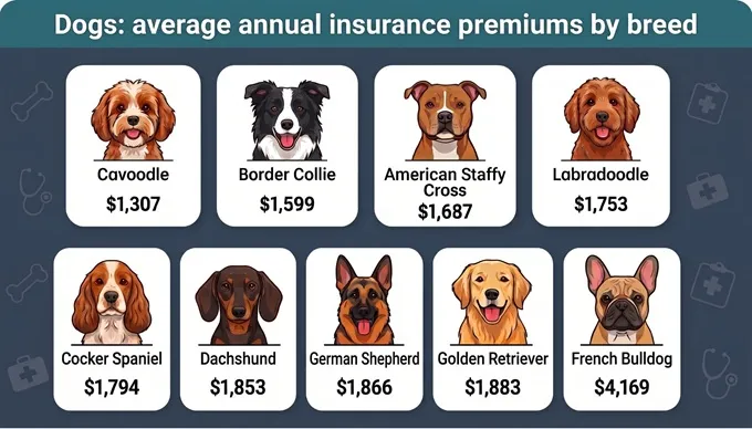 Infographic of cost to insure dog breeds
