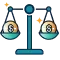 Scales balancing two dollar signs to symbolise comparing products