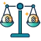 Scales balancing two dollar signs to symbolise comparing products