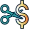 Scissors cutting dollar sign to symbolise potential savings