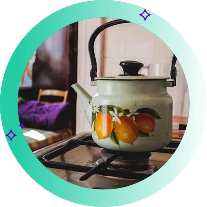 Vintage Kettle on Gas Stove