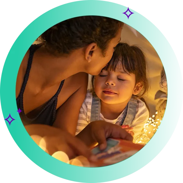 Mother and child reading a book