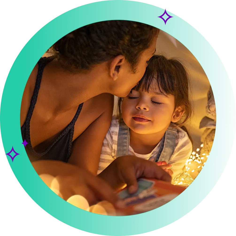 Mother and child reading a book