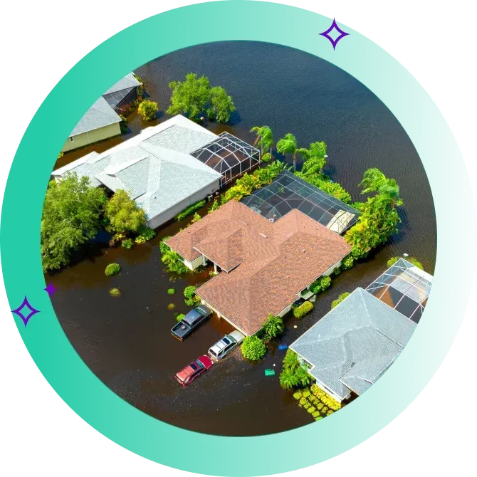 Homes hit by flooding waters