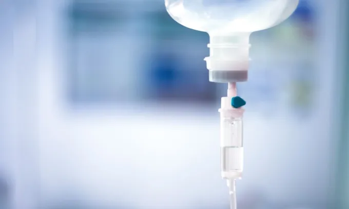 An IV filled with chemotherapy treatment
