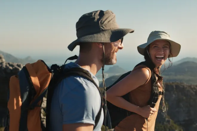 A couple trekking