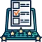 Research checkbox icon over a laptop