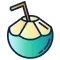 Graphic of fresh coconut with straw