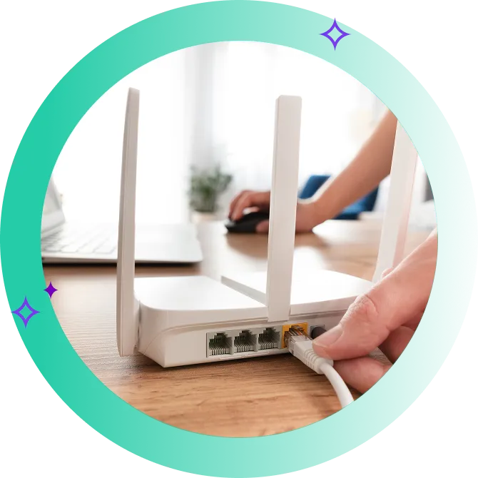 Person plugging in modem from their NBN plan with free modem