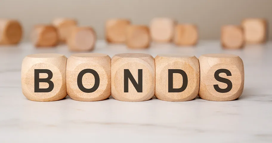Wooden blocks spelling out the word "Bonds".