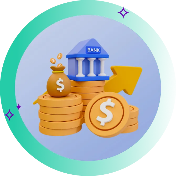 Graphic of representing bank and savings