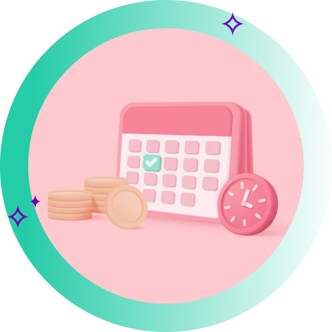 Graphic of coins, calendar clock representing term deposits