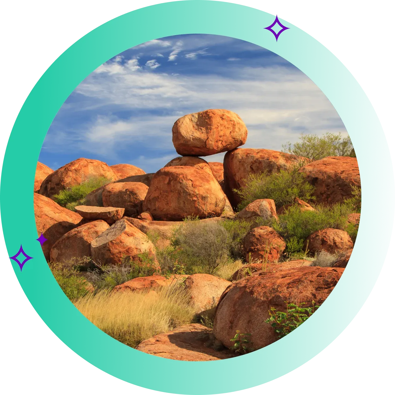 Northern Territory landscape of boulders