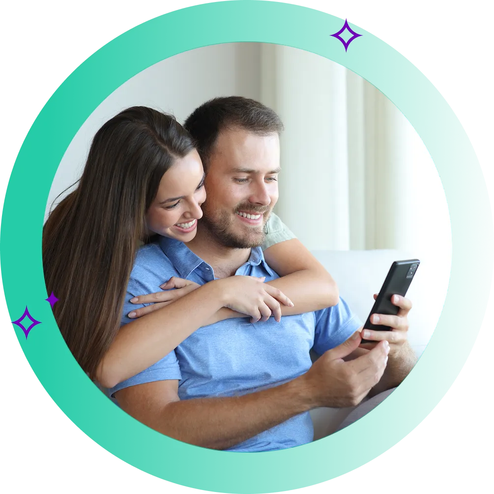 Couple looking at a phone