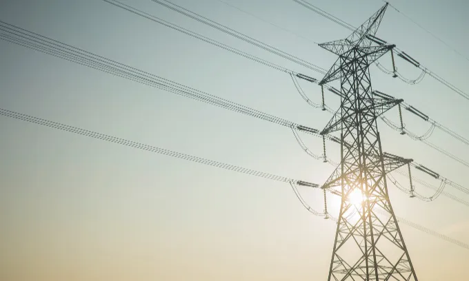 Australian electricity pole and wires.