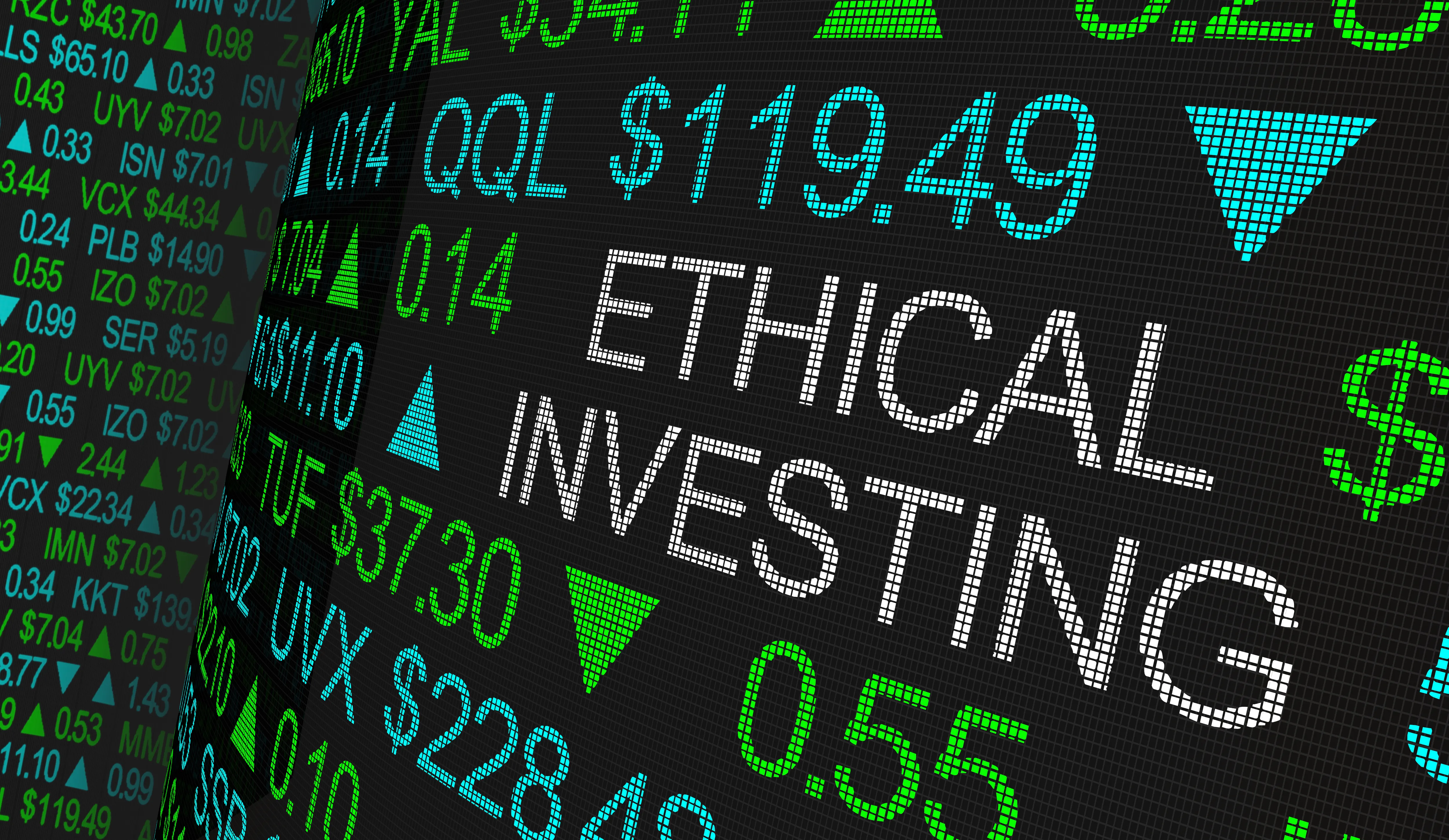 Ethical investing stockmarket digital price board