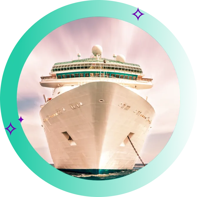 Front-on image of cruise ship