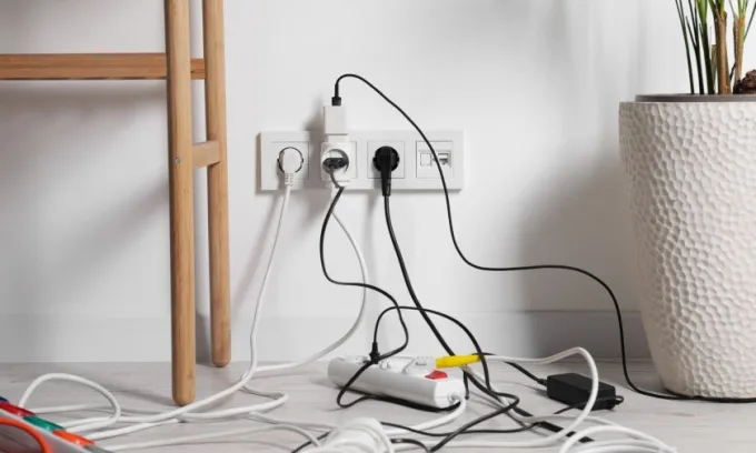 Vampire appliances plugged in at powerpoint