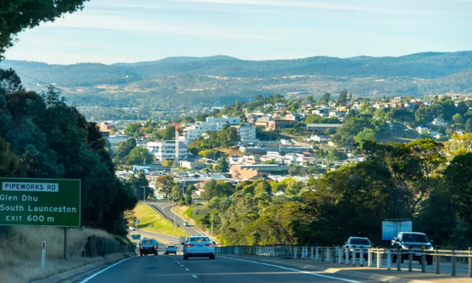 Midland highway overlooking South Launceston