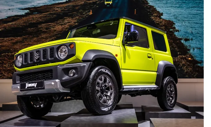 Bright yellow Suzuki Jimny showcased