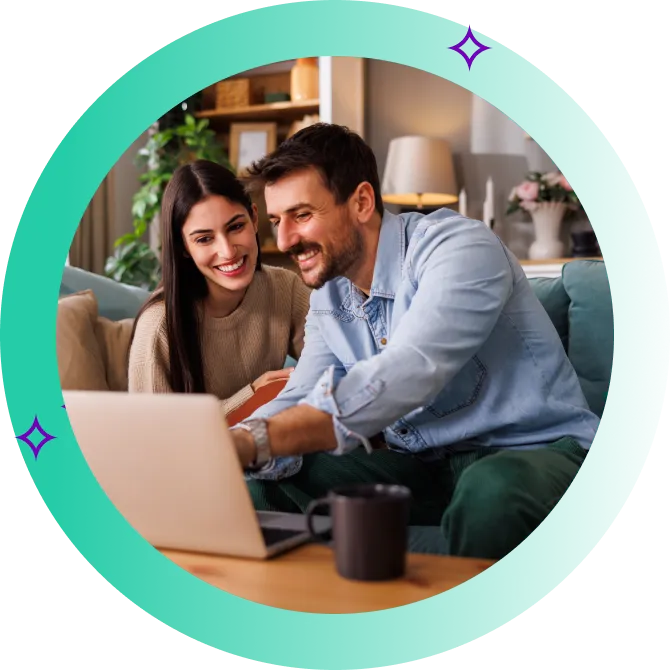 A couple look at health insurance policies online.