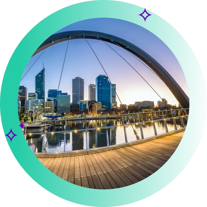 A photo of Perth city taken from a bridge.